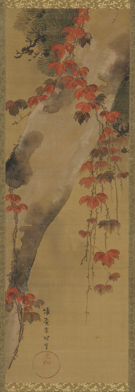 松树和秋藤，江户时代，18世纪末。 作者 田原屋索里
