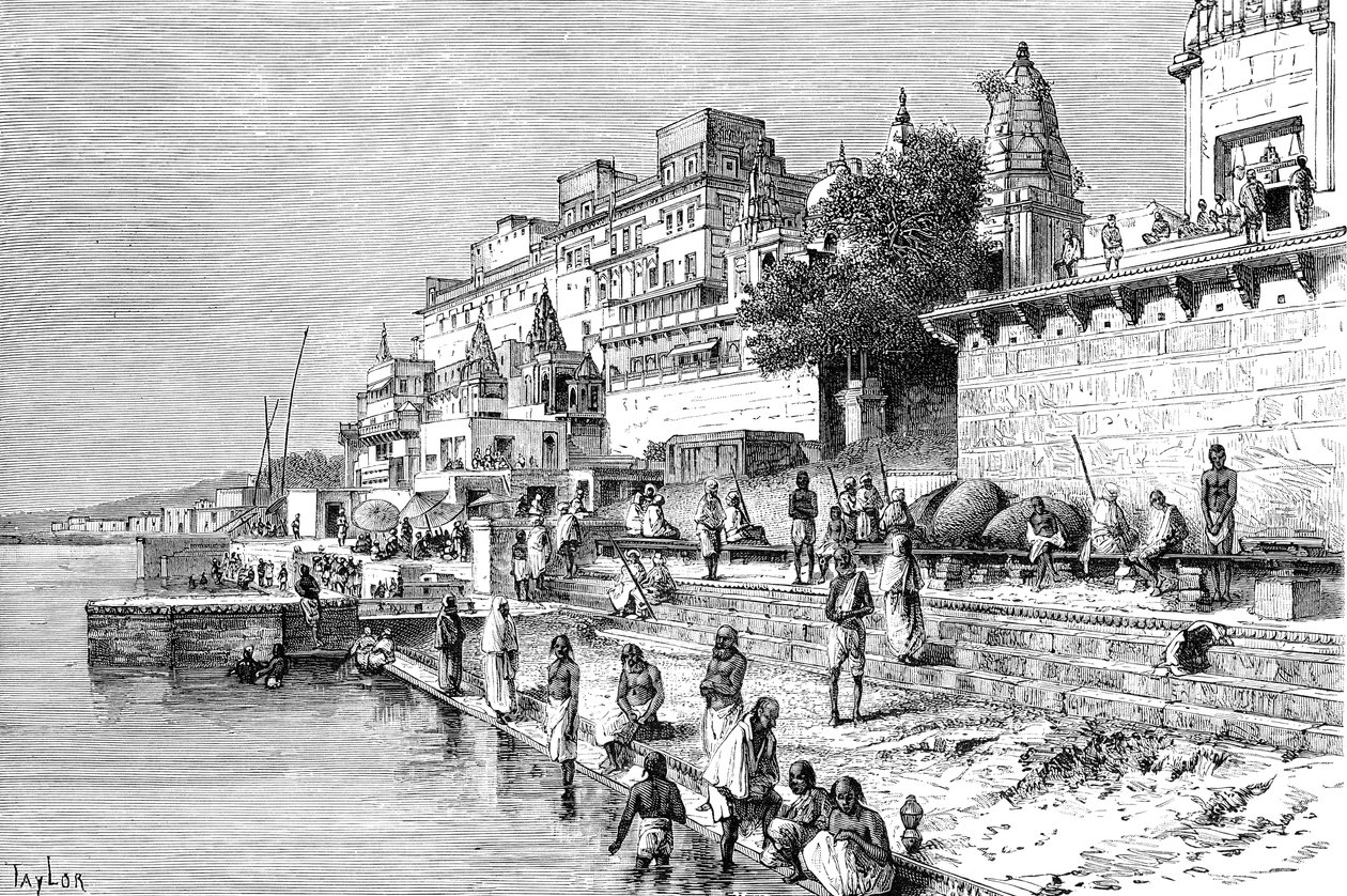 贝纳雷斯·瓦拉纳西（Benares Varanasi），印度，1895年。 作者 泰勒