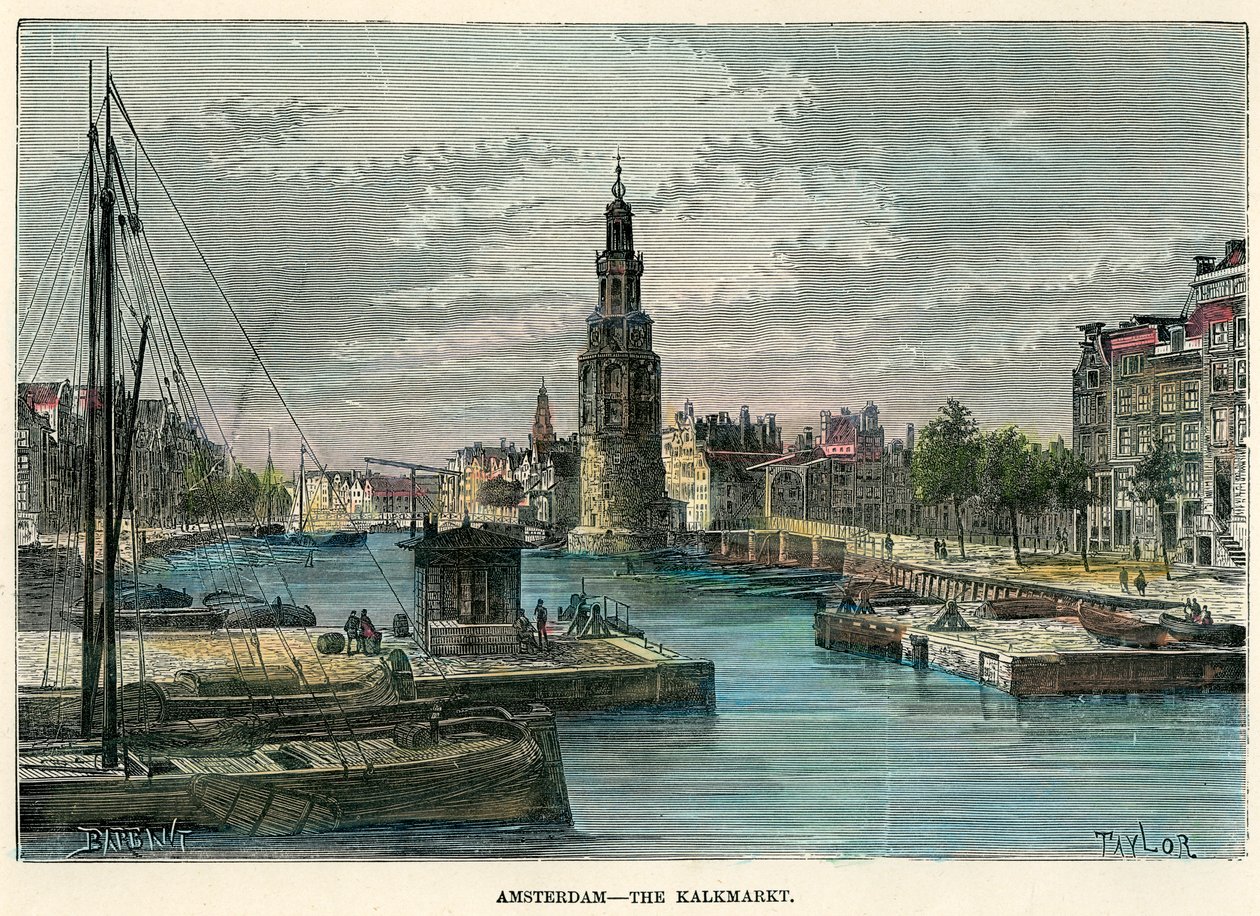The Kalkmarkt，荷兰阿姆斯特丹，c1880年。 作者 泰勒
