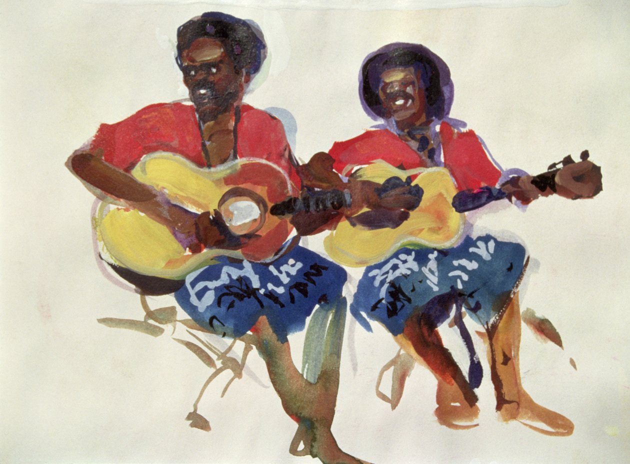 Fijian Guitar Duo, 1985  作者 泰德·布莱克（Ted Blackall）