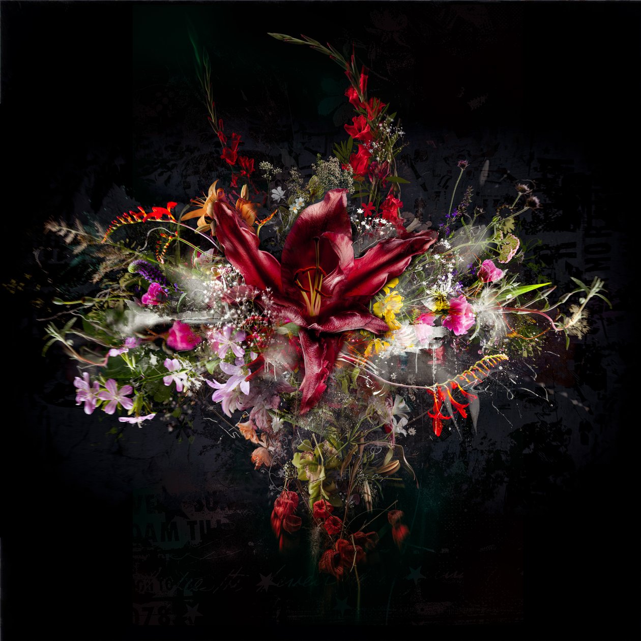 花束 XL，2021 年（混合媒介画布） 作者 泰斯·阿尔伯斯