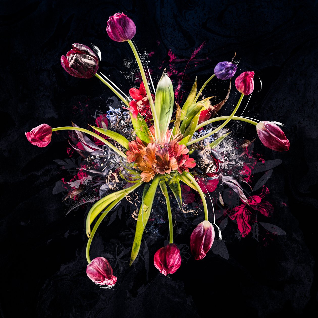 花束 XVIII，2017（布面混合媒介） 作者 泰斯·阿尔伯斯