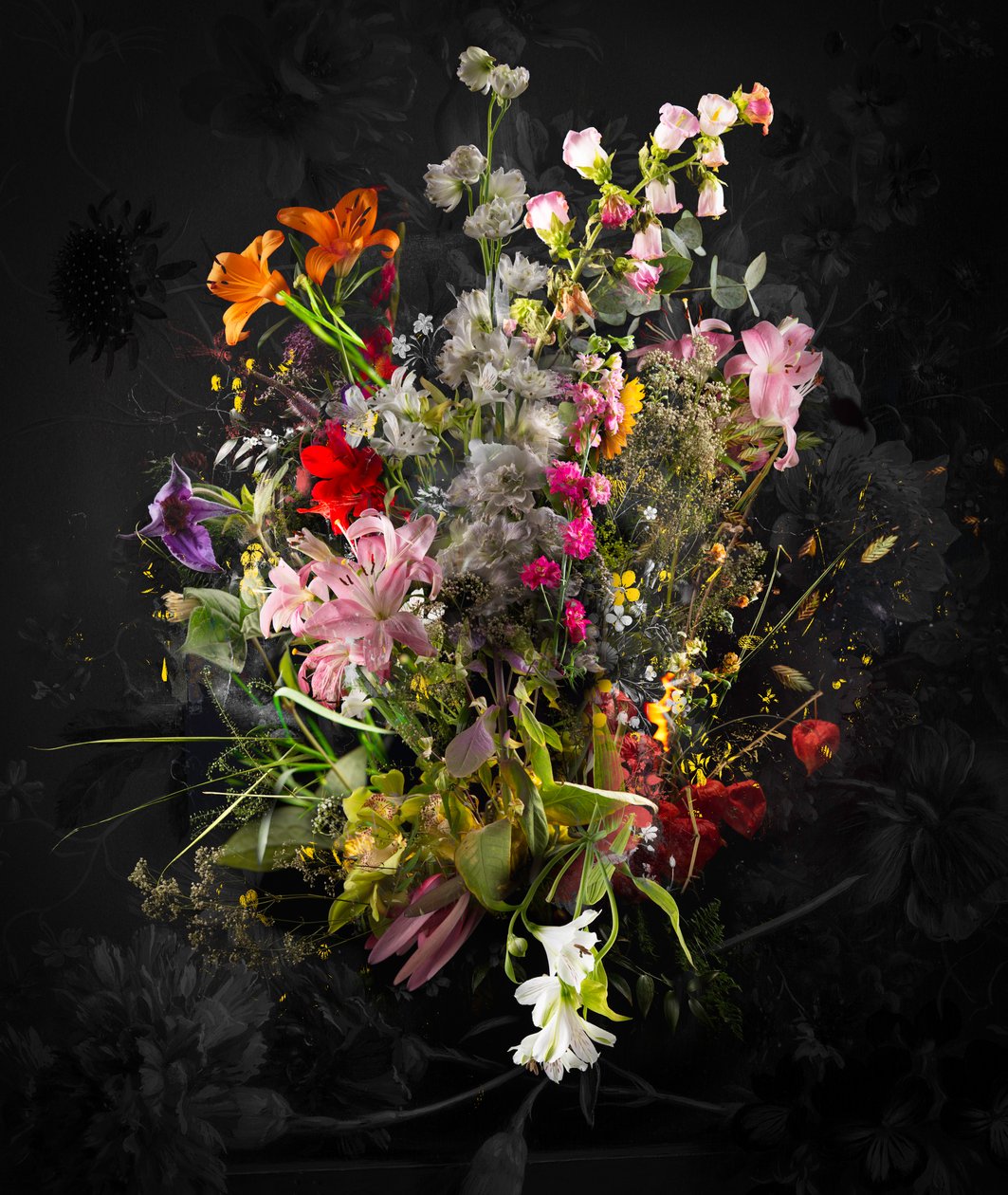 花束 XXXIX》，2020 年（混合媒介画布） 作者 泰斯·阿尔伯斯