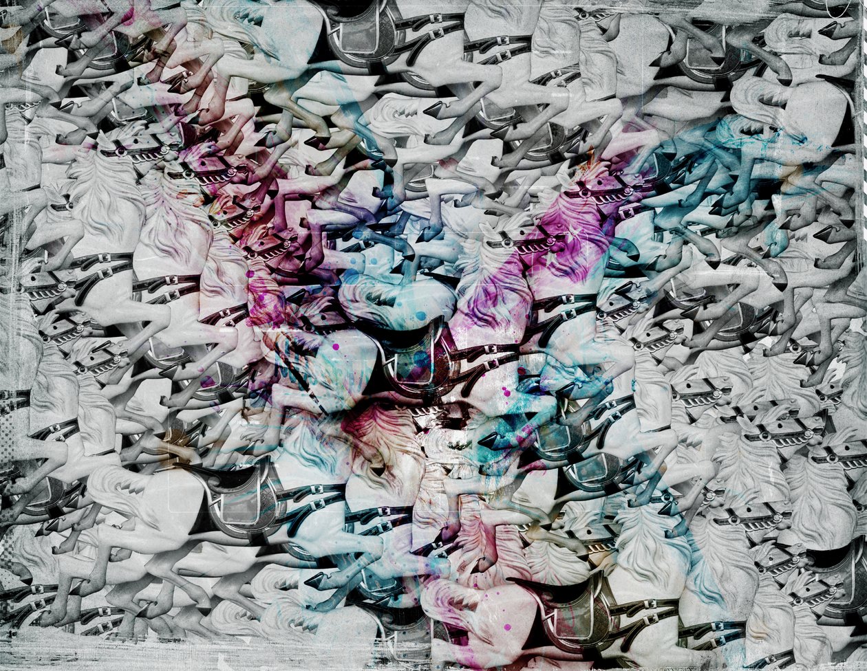 疯马，2014（布面拼贴） 作者 泰斯·阿尔伯斯