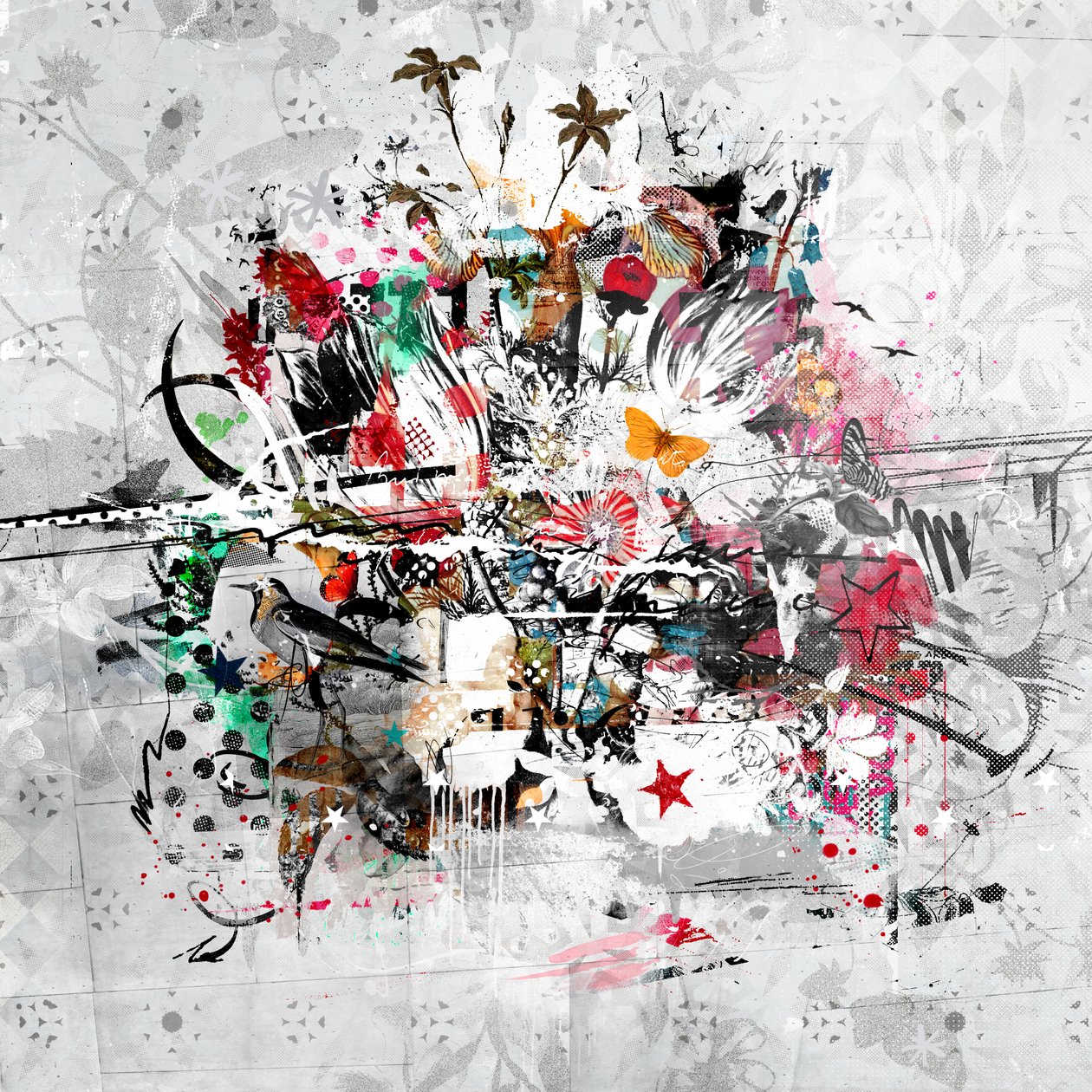 一切都同时发生，2014 年（画布拼贴） 作者 泰斯·阿尔伯斯