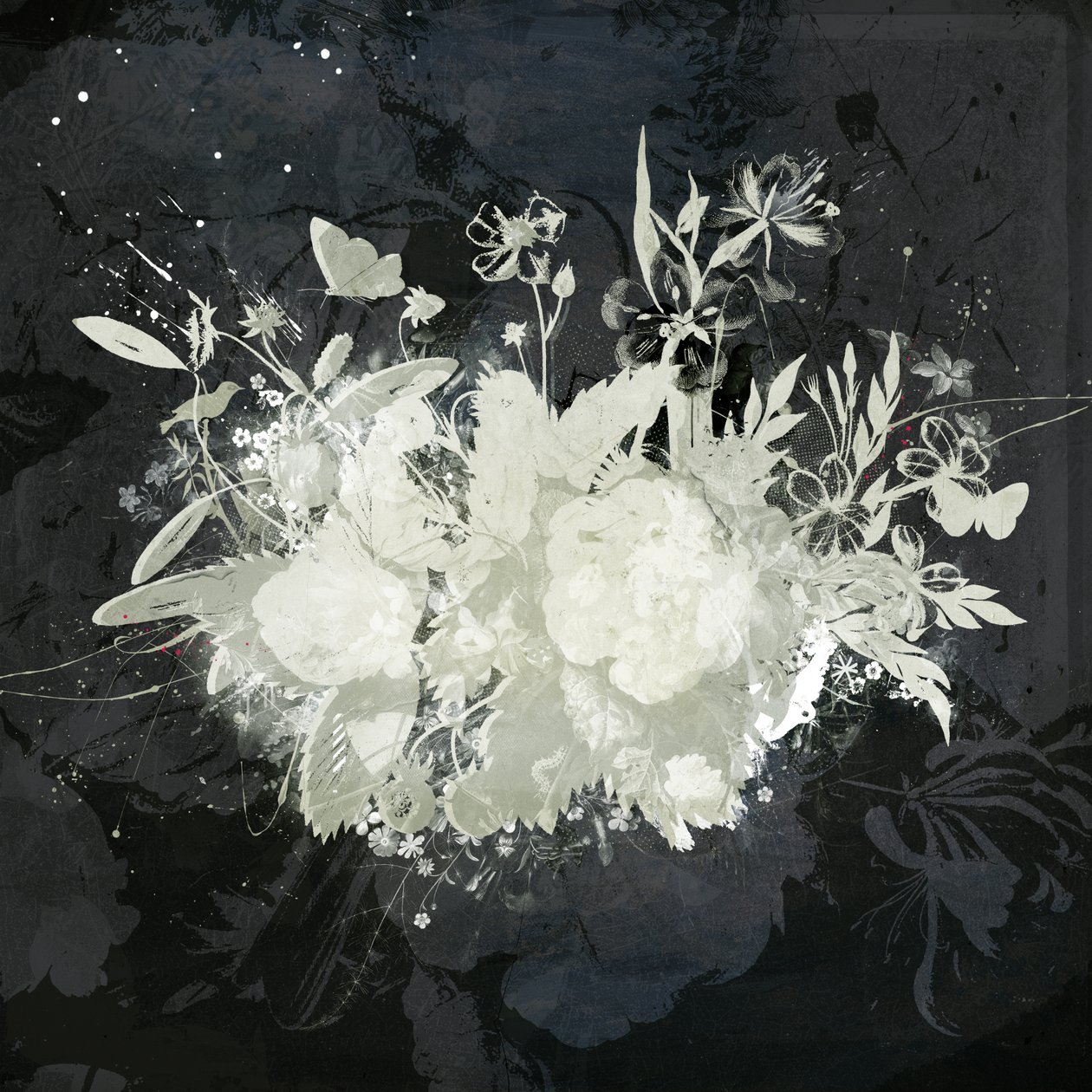 花卉剪影，2015（布面拼贴） 作者 泰斯·阿尔伯斯