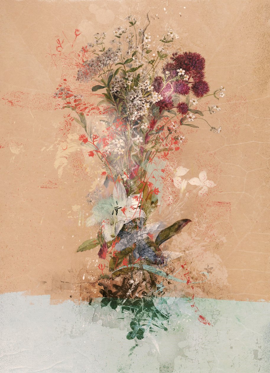 花卉，2020 年（混合媒介画布） 作者 泰斯·阿尔伯斯