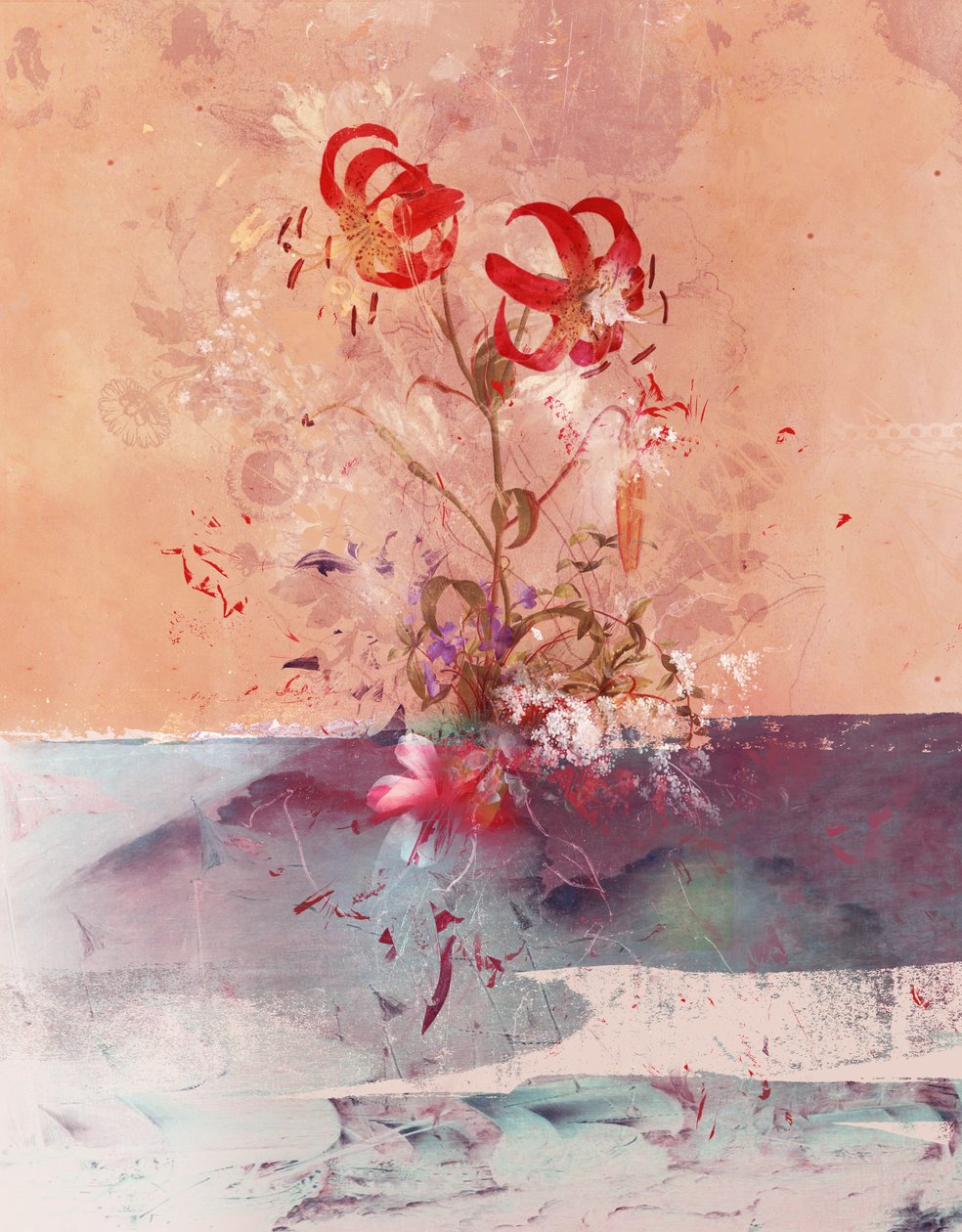 花卉 II》，2020 年（混合媒介画布） 作者 泰斯·阿尔伯斯