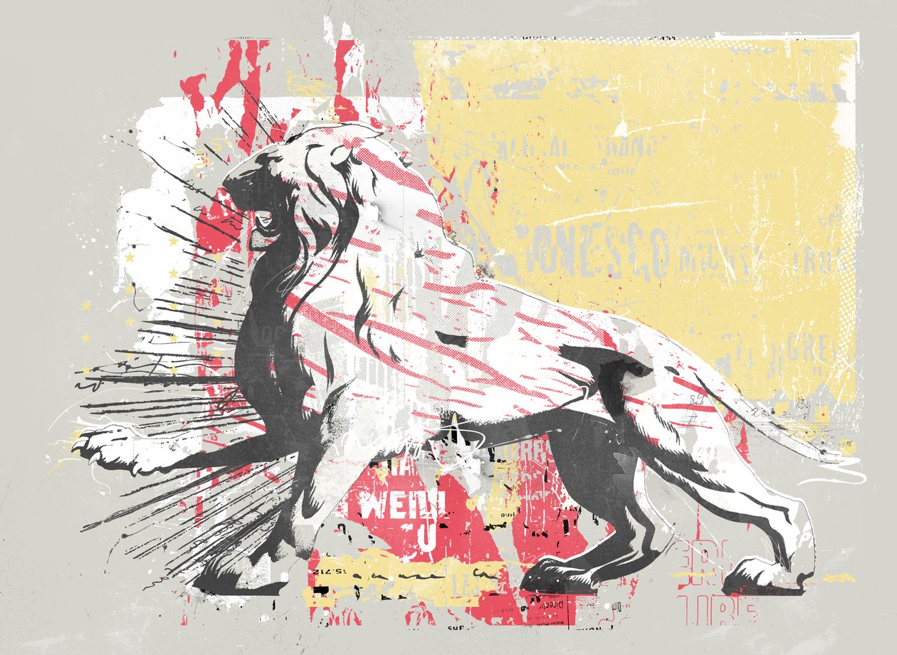 英雄狮子，2014（布面拼贴） 作者 泰斯·阿尔伯斯