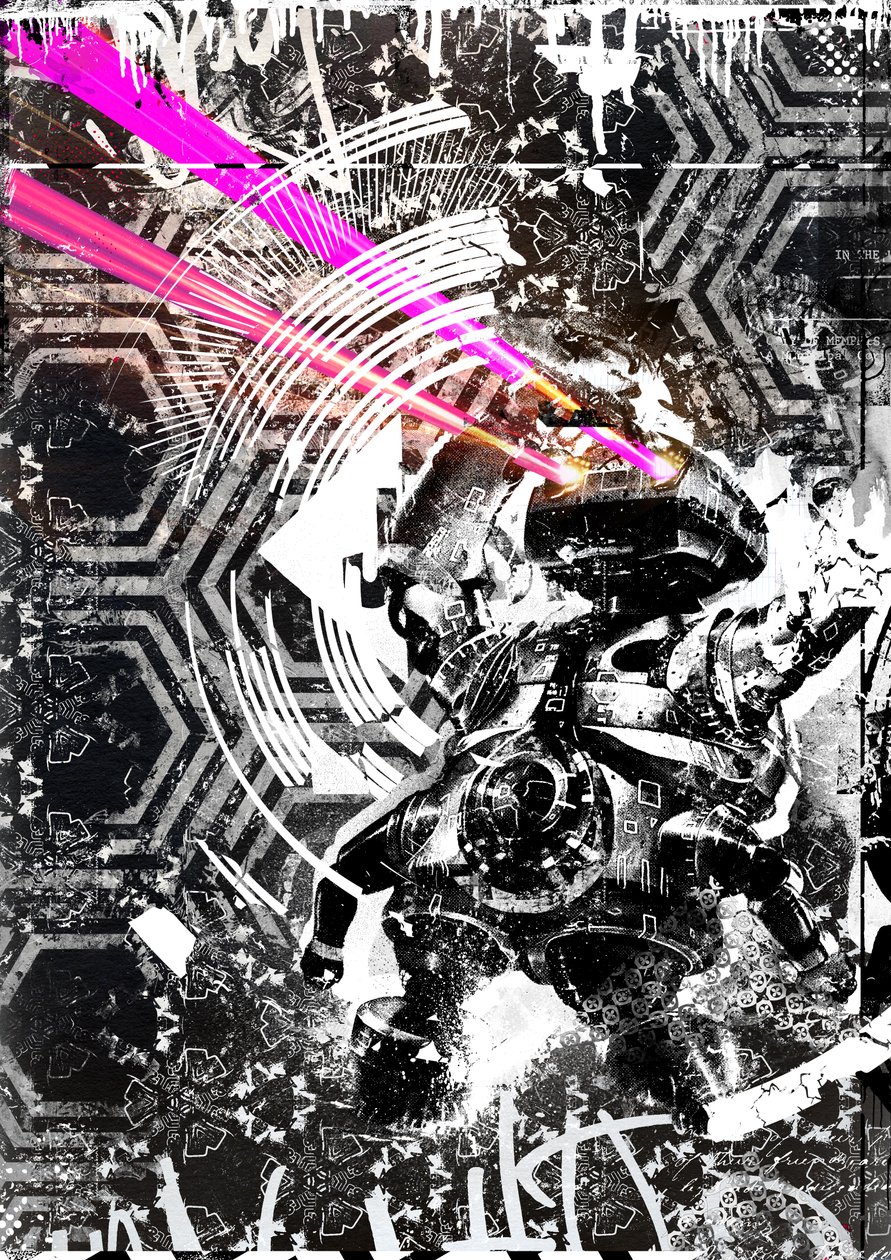激光机器人，2016（帆布拼贴画） 作者 泰斯·阿尔伯斯