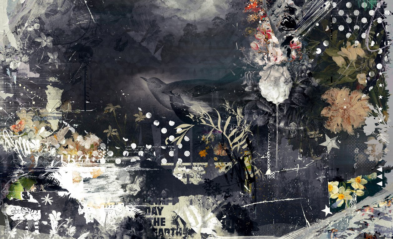 树枝上》，2015 年（布面拼贴画） 作者 泰斯·阿尔伯斯