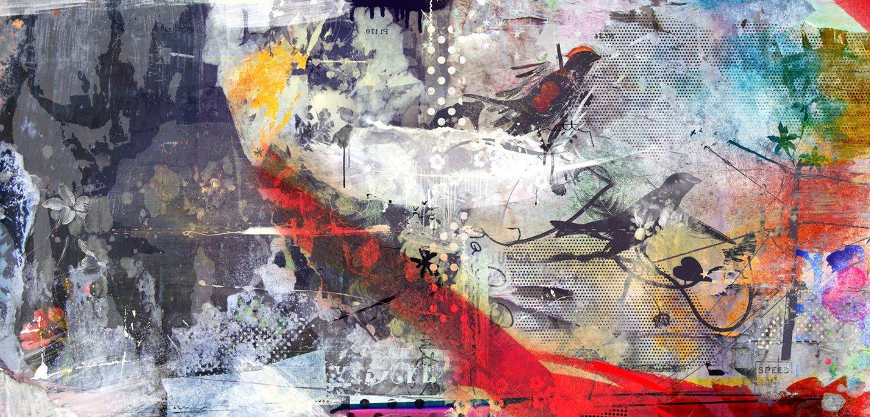 漂亮的小鸟》，2015 年（混合媒介画布） 作者 泰斯·阿尔伯斯