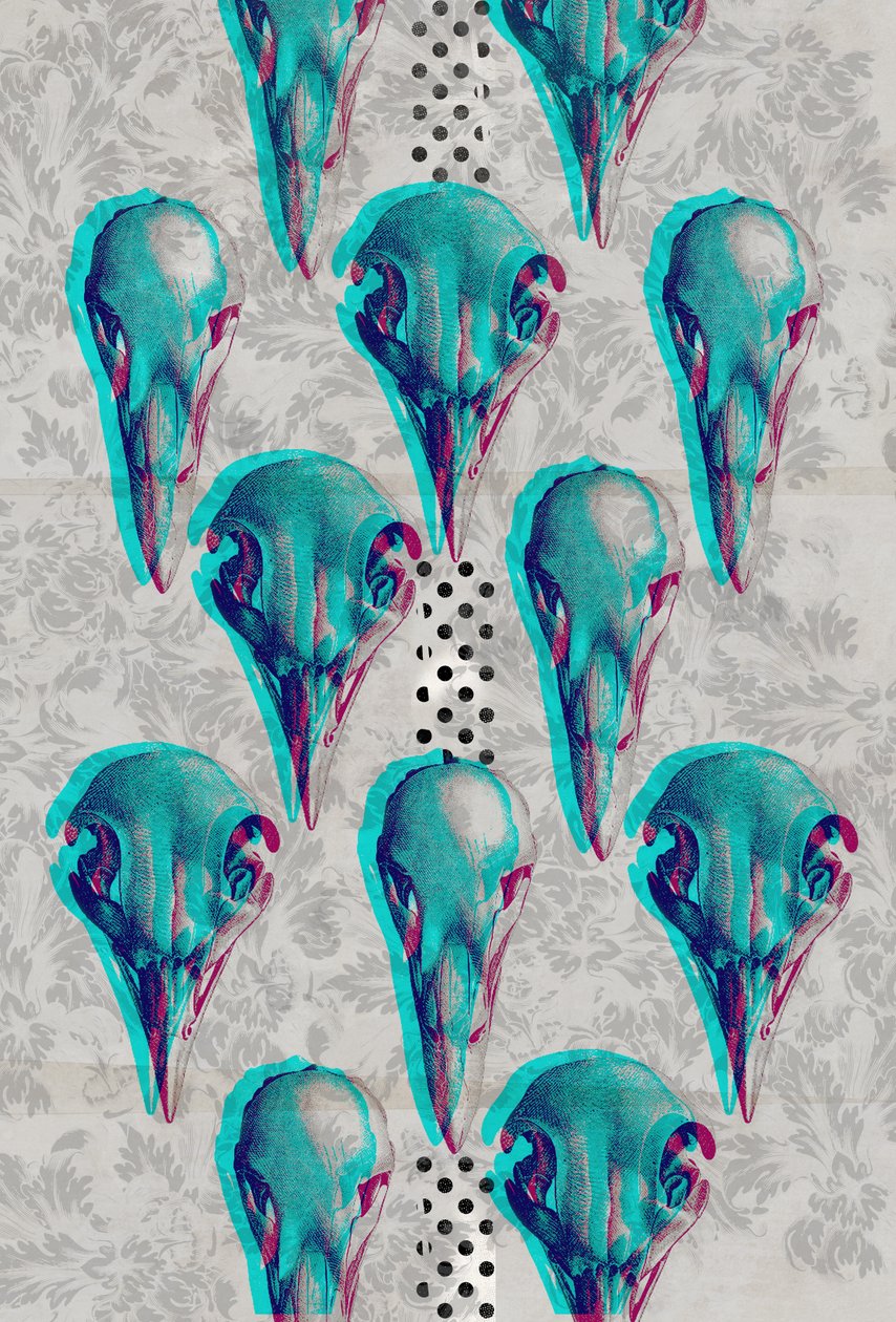 头骨系列，2016（布面拼贴） 作者 泰斯·阿尔伯斯