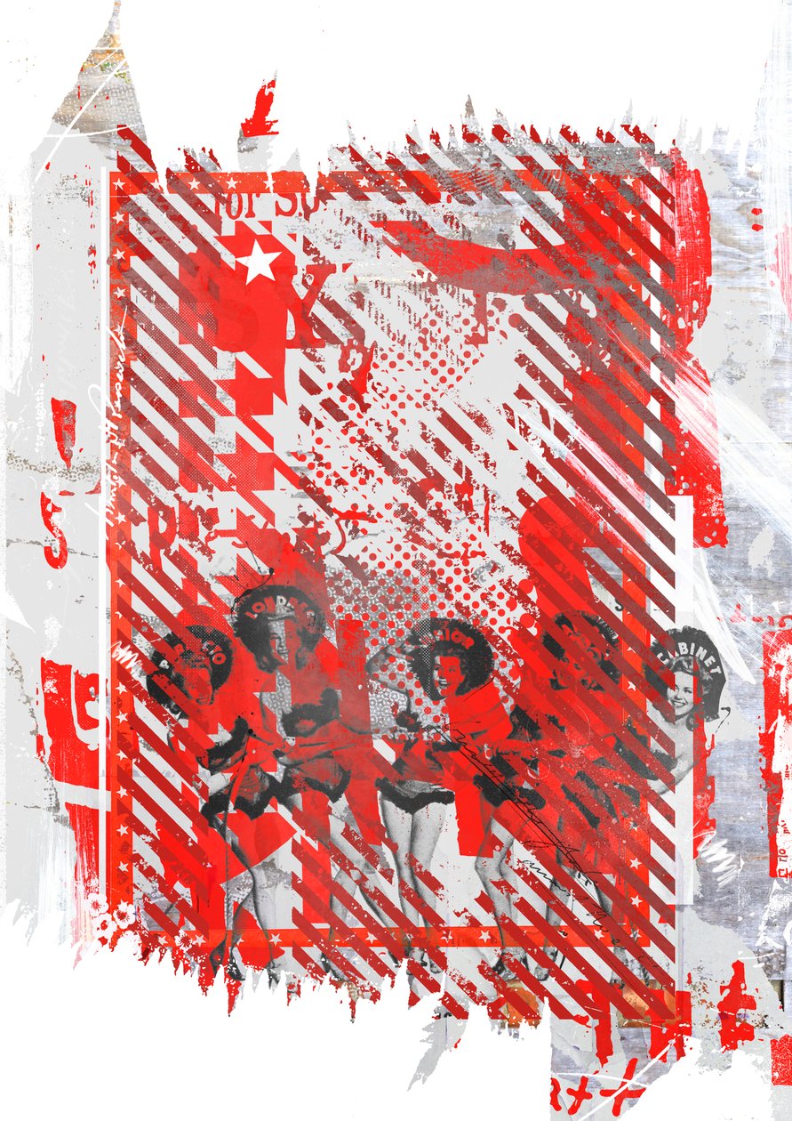 特蕾西和她的朋友们，2015（帆布拼贴画） 作者 泰斯·阿尔伯斯