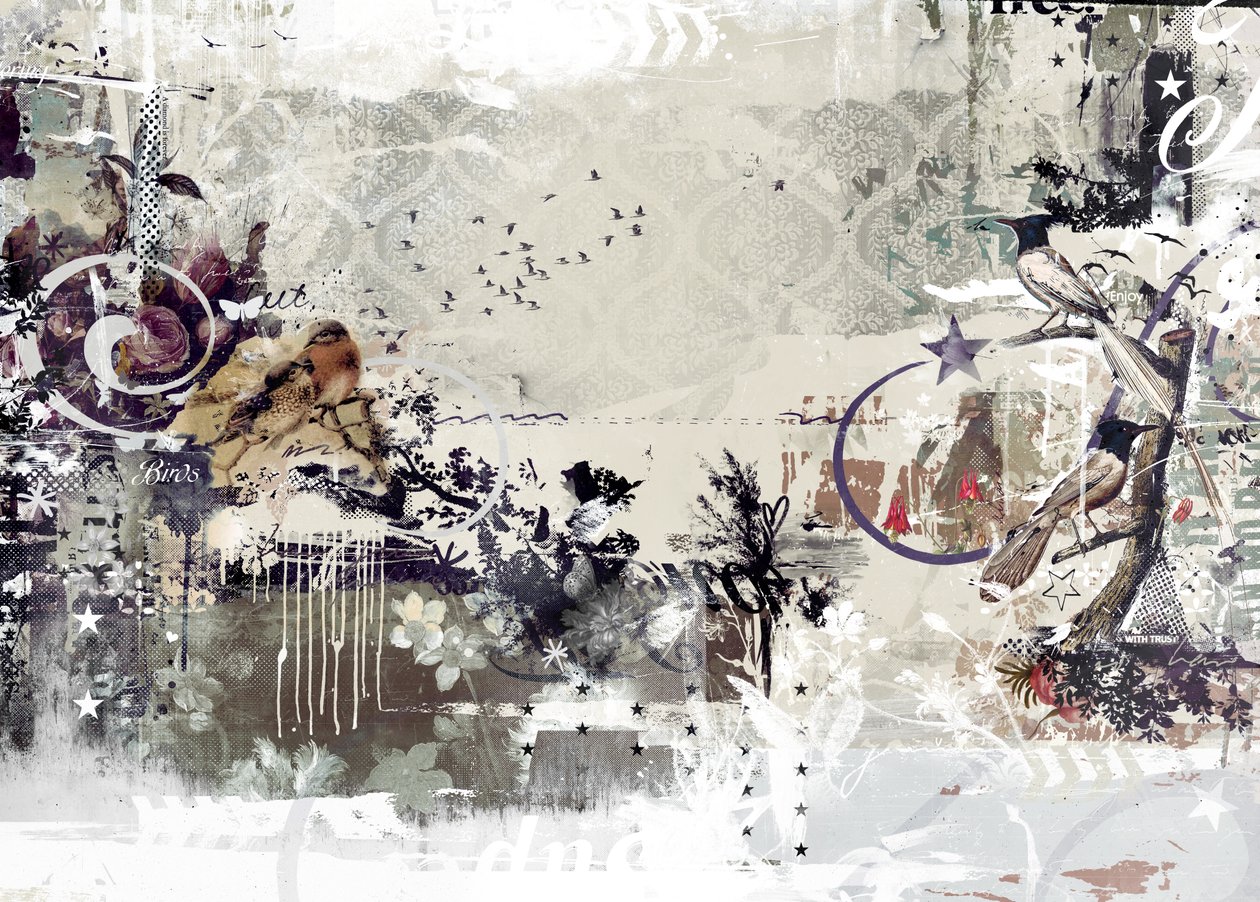 鸣叫的鸟》，2015 年（混合媒介画布） 作者 泰斯·阿尔伯斯