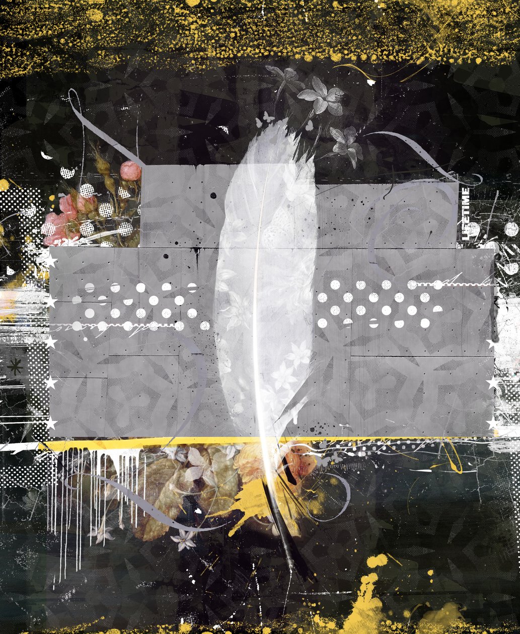 羽毛，2014（混合媒介画布） 作者 泰斯·阿尔伯斯