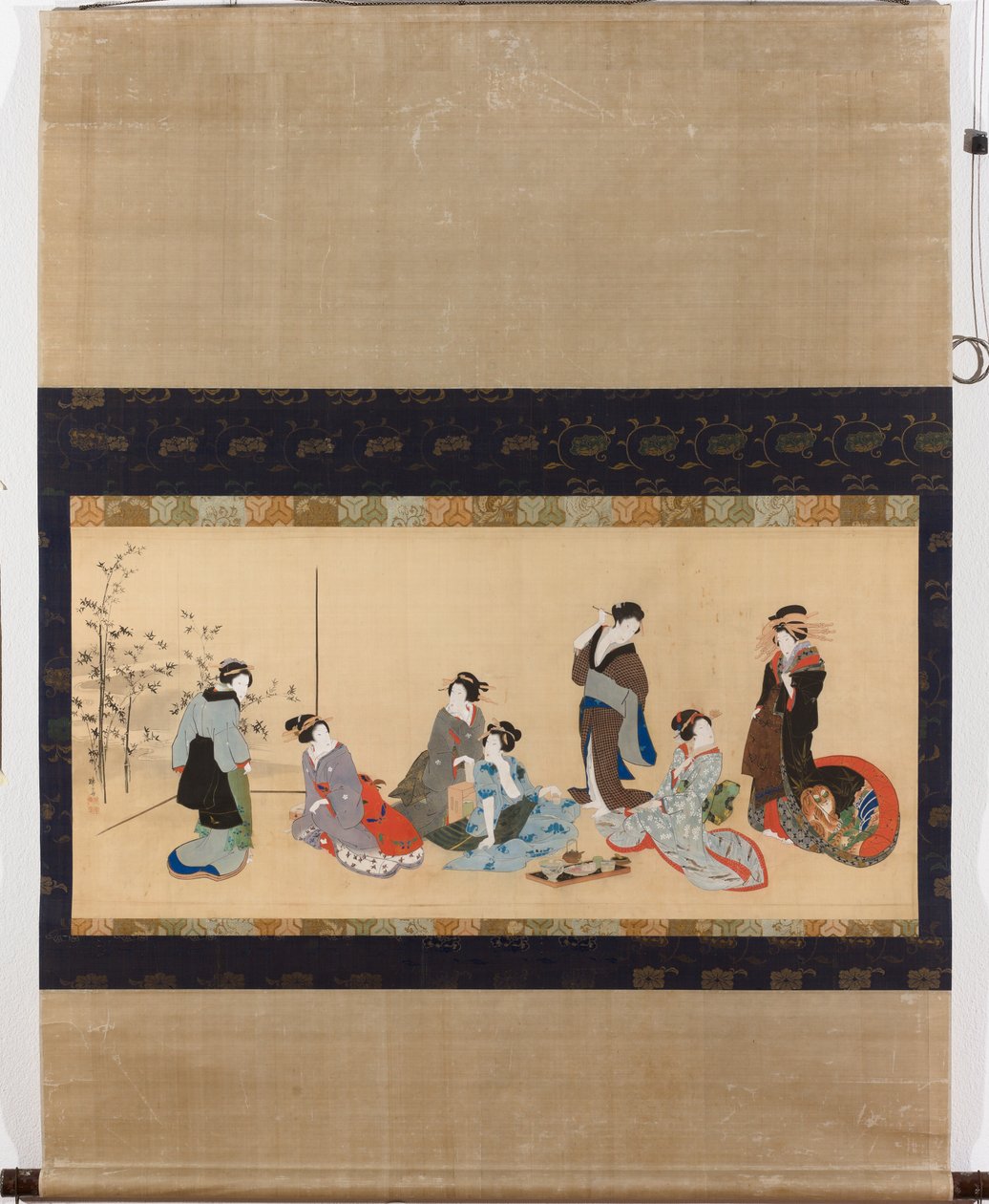 女性模仿竹林七贤的细节 作者 Teisai Hokuba