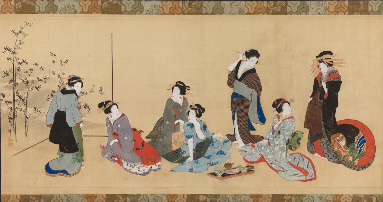 女性模仿竹林七贤的细节 作者 Teisai Hokuba