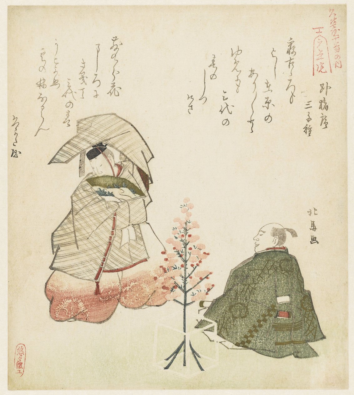 能剧场景
尿因寺（物品上的标题） 作者 Teisai Hokuba