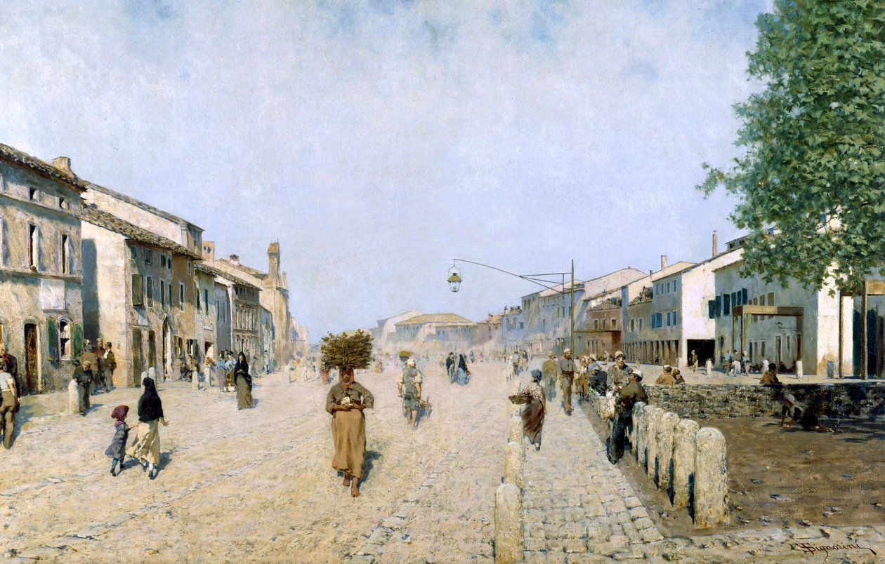 1874年在拉文纳的一条街 作者 Telemaco Signorini