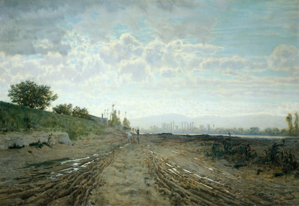 阿尔诺河的早晨，作者：Telemaco Signorini（1835-1901）。 作者 Telemaco Signorini
