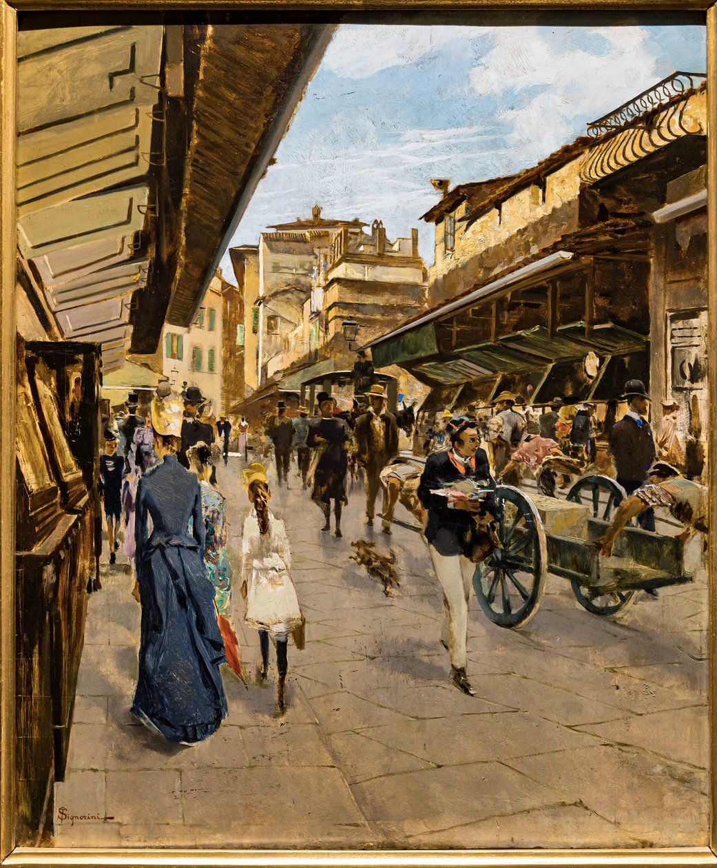 佛罗伦萨老桥，约 1882 年（布面油画） 作者 Telemaco Signorini