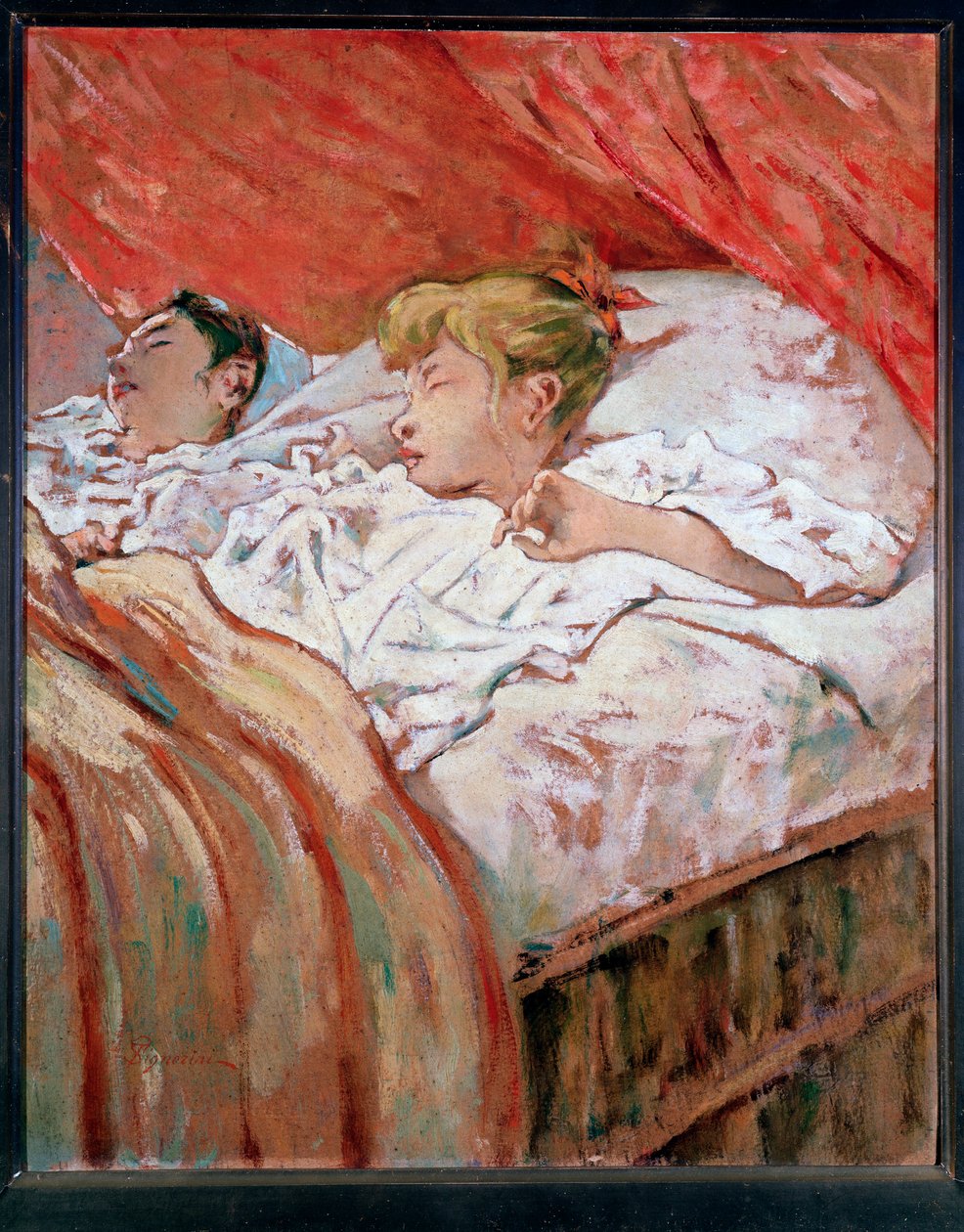 睡觉的孩子--布面油画 作者 Telemaco Signorini