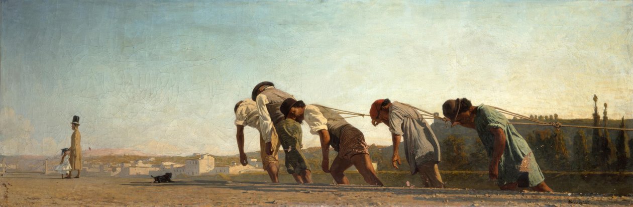 T.Signorini，牵引车-绘画，1864-65 作者 Telemaco Signorini