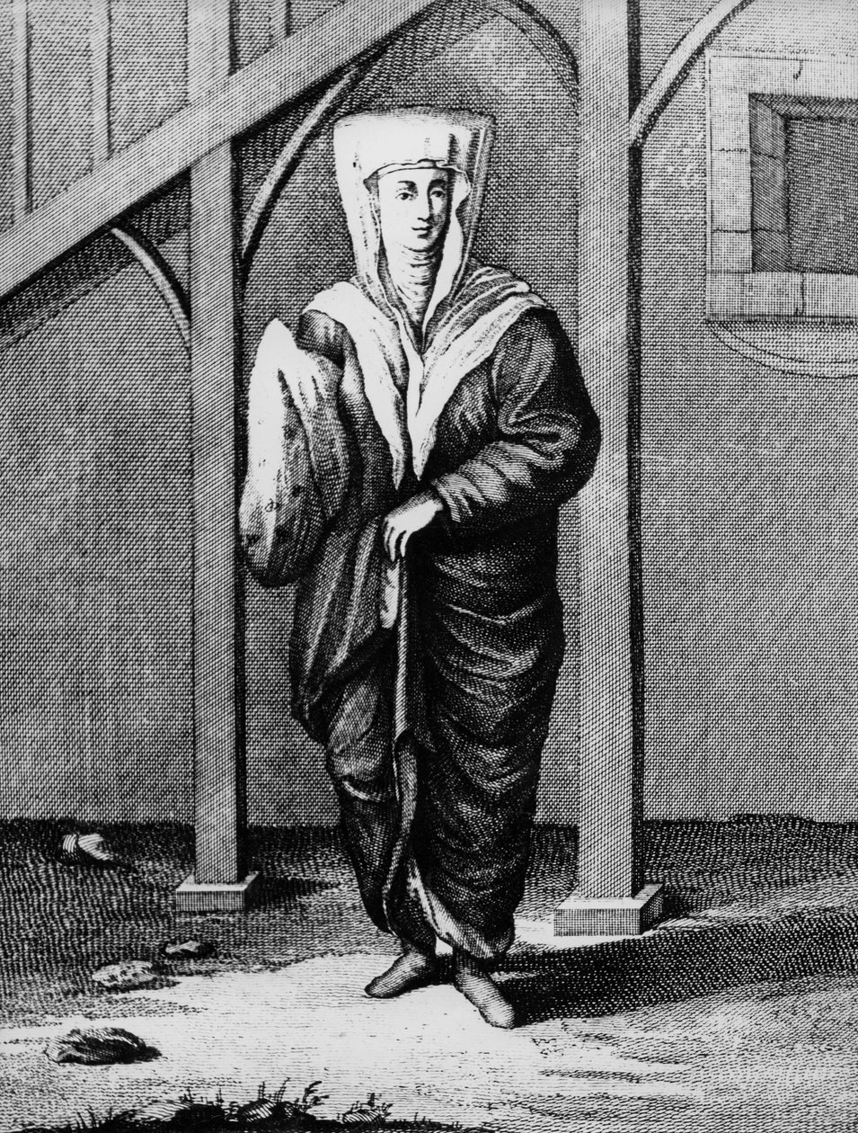 一位犹太妇女，来自“代表各种民族威尼斯人物和礼服的126幅图片集”，1783年（手工彩色雕刻） 作者 特奥多罗·维耶罗（Teodoro Viero）