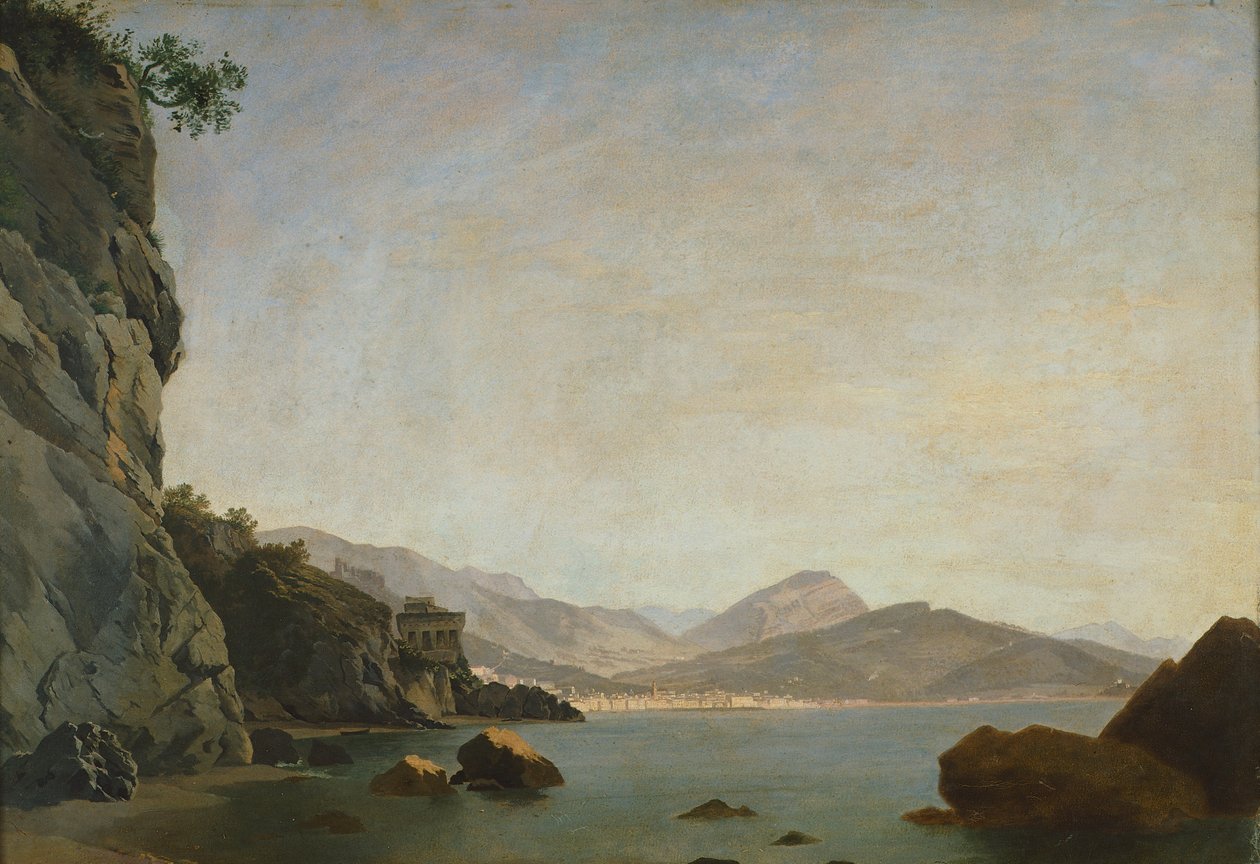 萨勒诺海湾风光（布面油画 作者 特奥多罗·杜克莱（Teodoro Duclere）