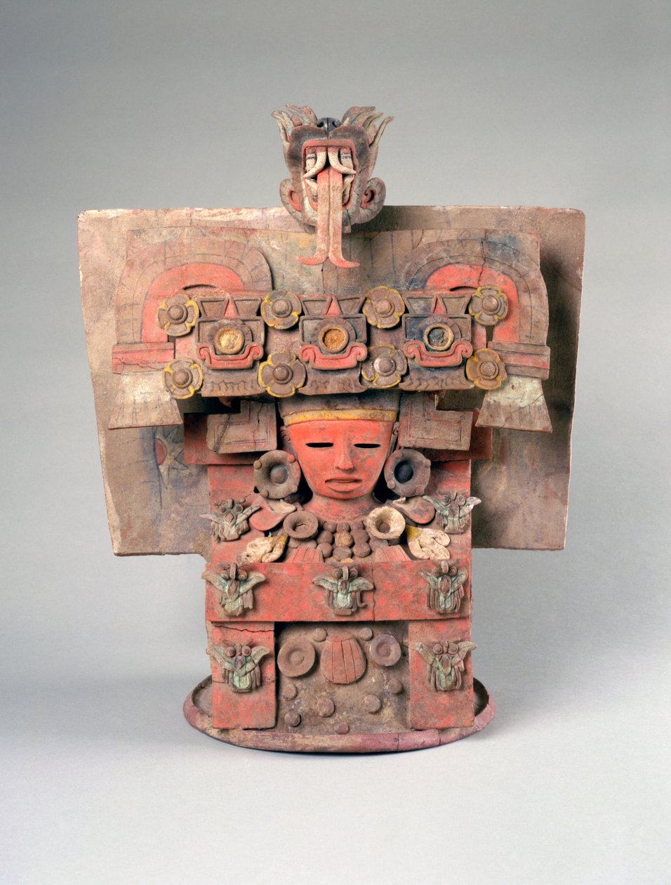 Incense Burner（incensario）盖子，墨西哥，200-650（带彩色滑动涂料的陶器） 作者 特奥蒂瓦坎