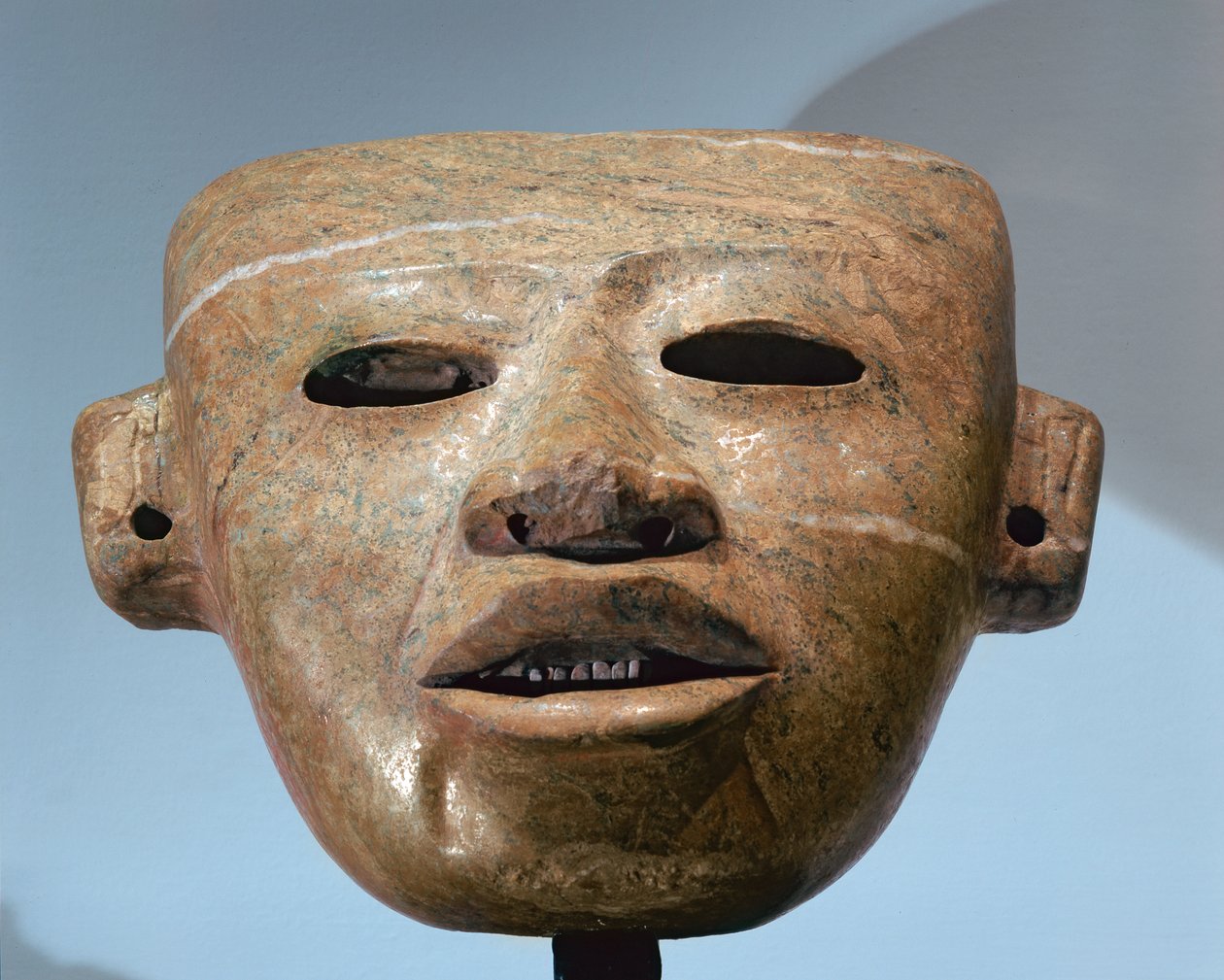 丧葬面具，中央高地，墨西哥，c.250-550（蛇纹石） 作者 特奥蒂瓦坎