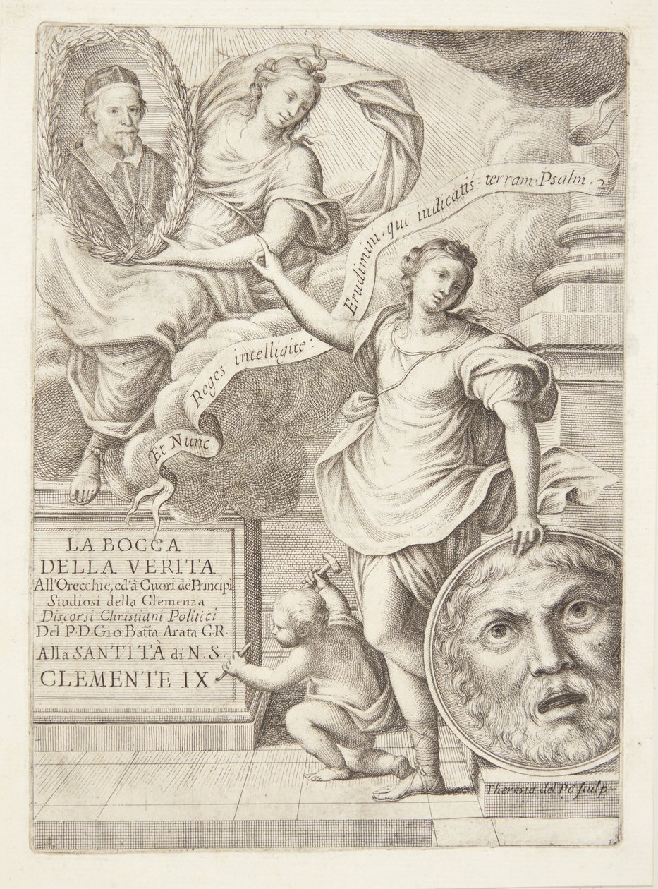 La Bocca della Verita.标题饰有教皇克莱门特九世肖像 作者 特蕾莎·德尔·波