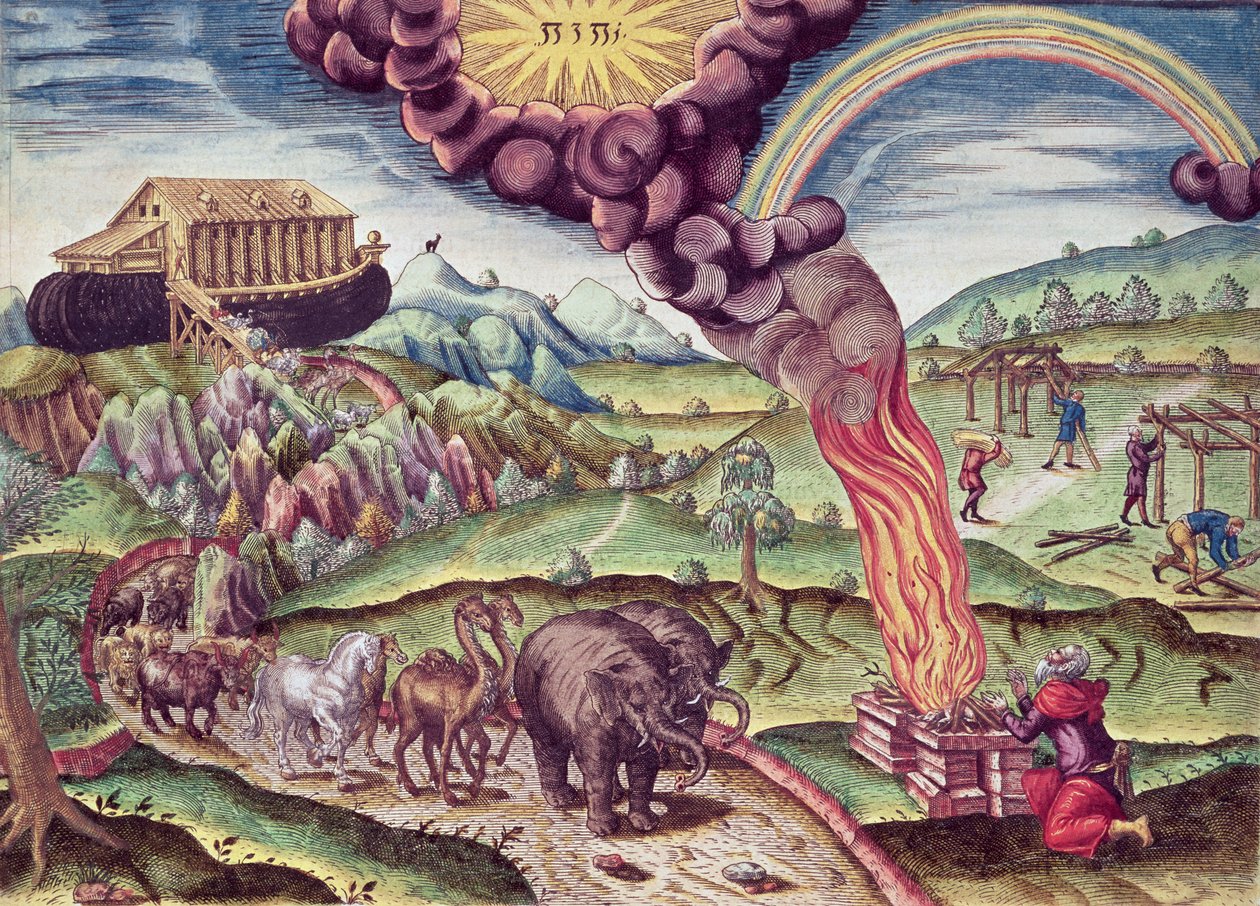 Noah&39;s Ark，来自&39;Brevis Narratio ......&39;的插图，由Theodore de Bry出版，1591年 作者 在勒·摩恩（Le Moyne）之后