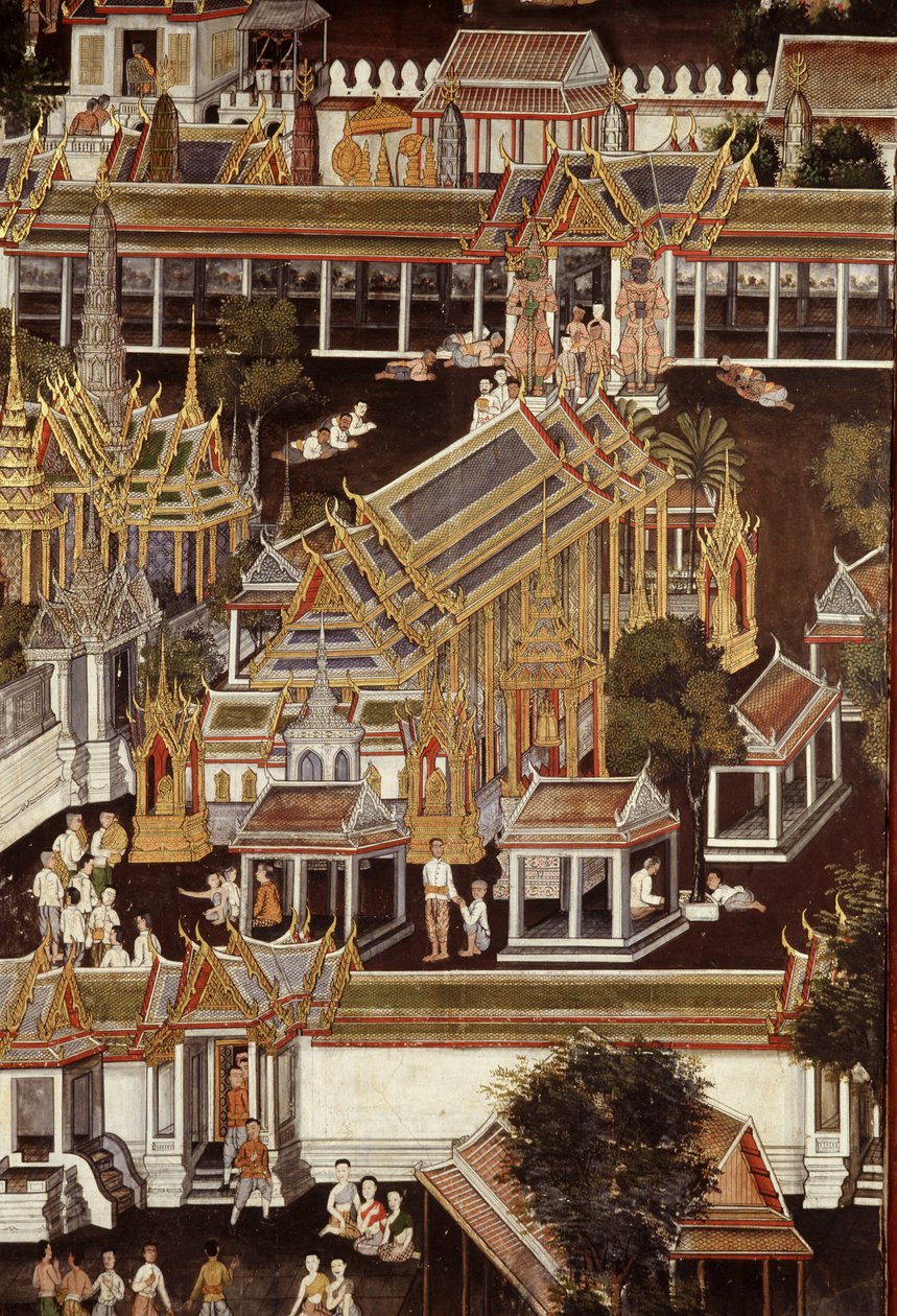 描绘玉佛寺（壁画）的壁画的细节 作者 泰国学校
