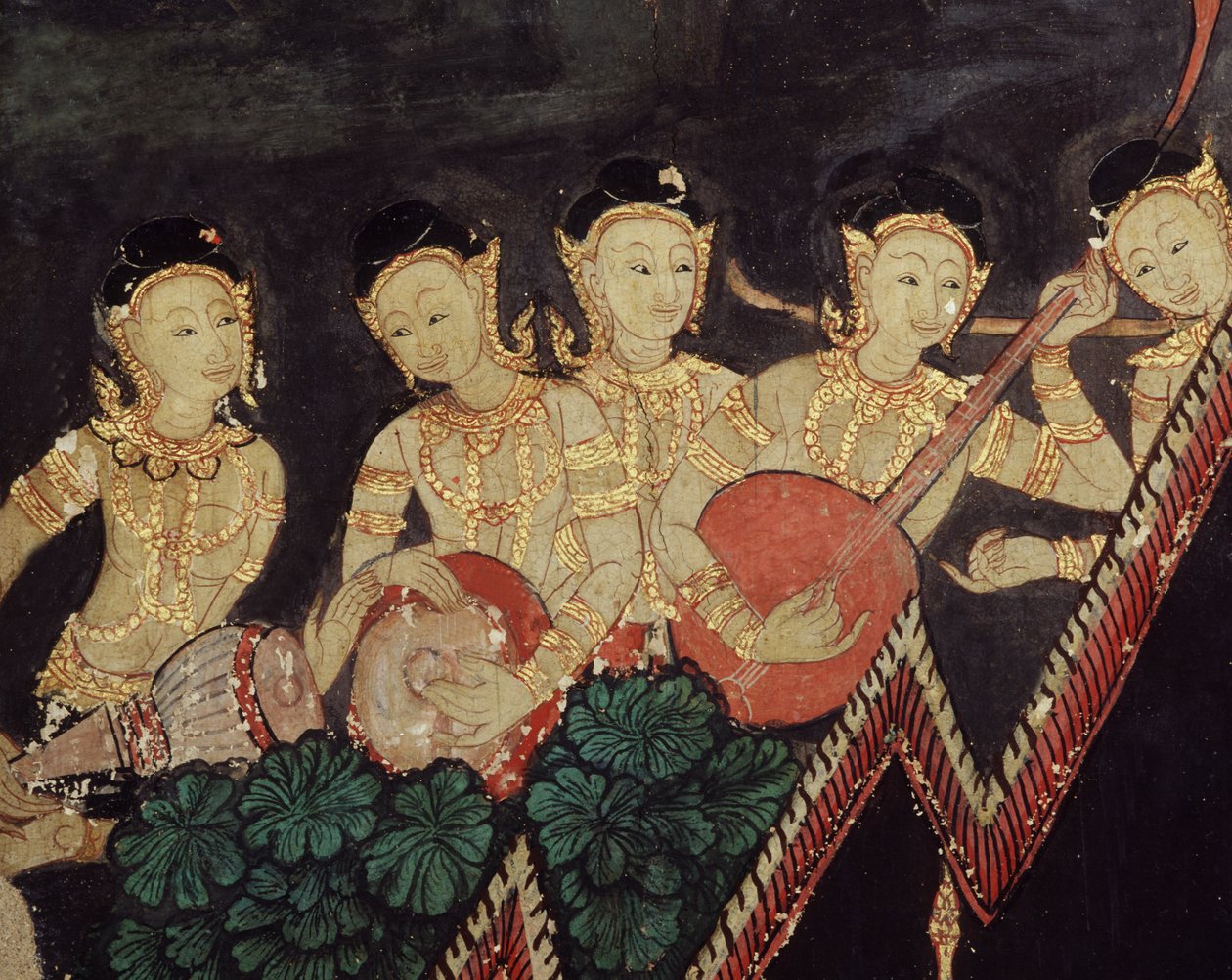 天上音乐家的细节（壁画） 作者 泰国学校