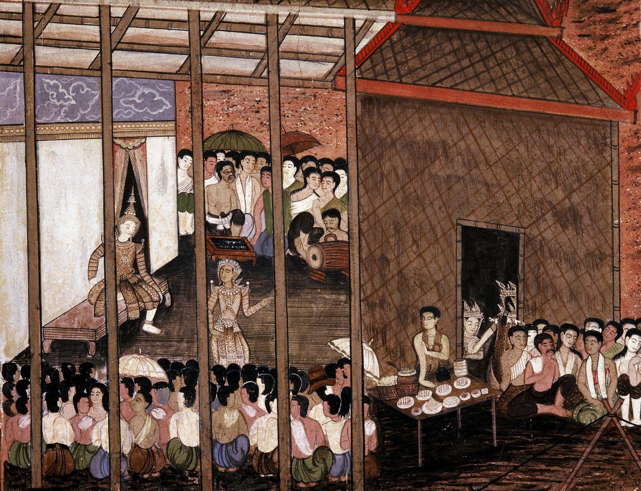 一群人观看文艺演出（壁画） 作者 泰国学校