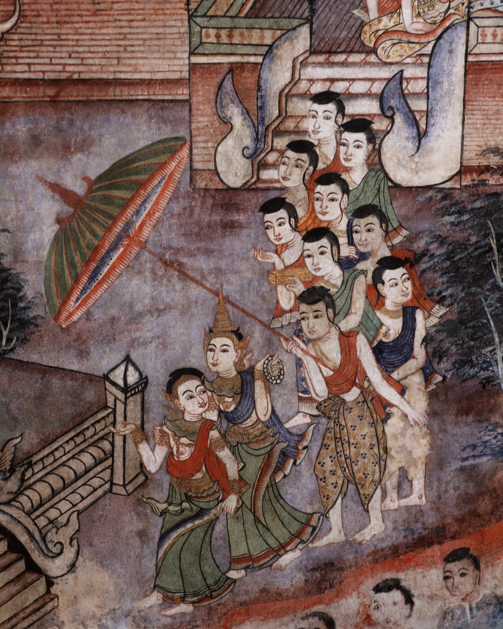 从Wat Phra Singh的壁画的细节 作者 泰国学校