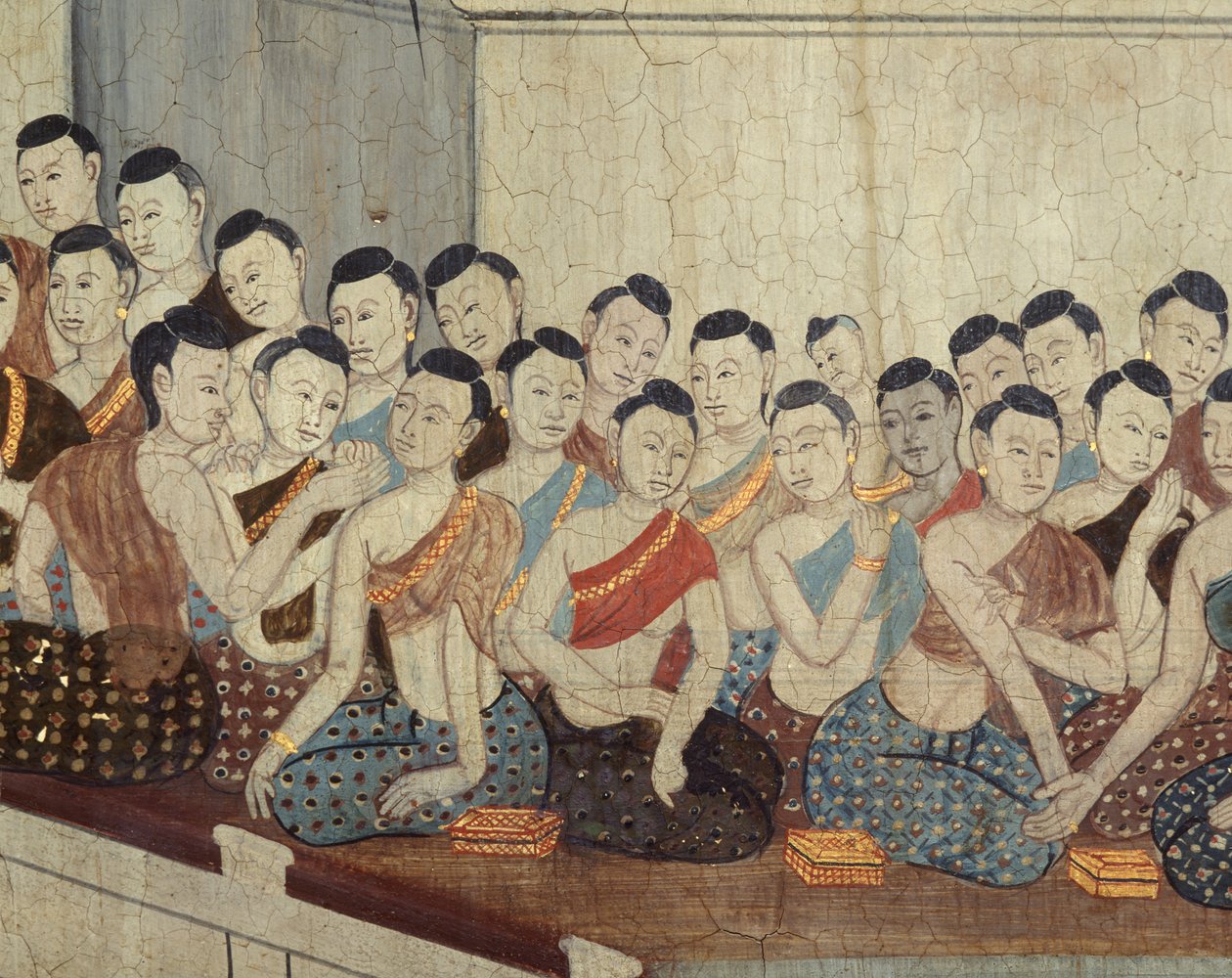 一群妇女与服装和裁剪头发典型的第四王朝（壁画） 作者 泰国学校