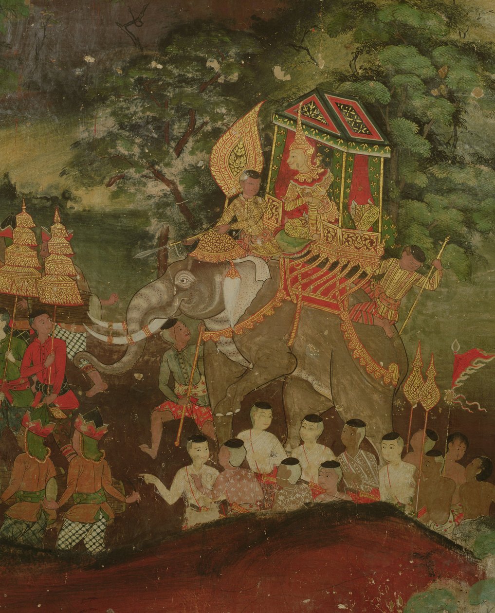 大象的国王Sanjaya，Wat Suwannaram，Dhonburi，1831 作者 泰国学校