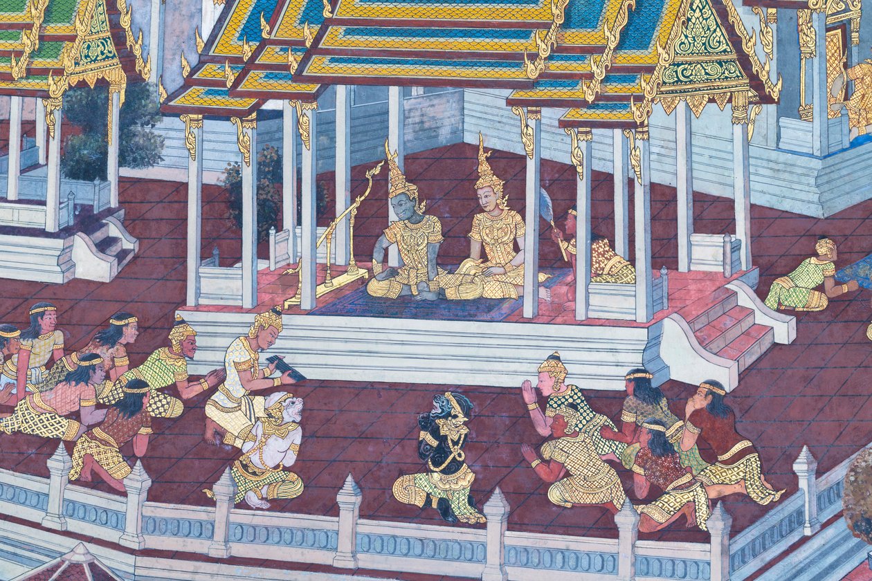 泰国曼谷大皇宫帕卡欧寺描绘《罗摩衍那》场景的壁画 作者 泰国学校