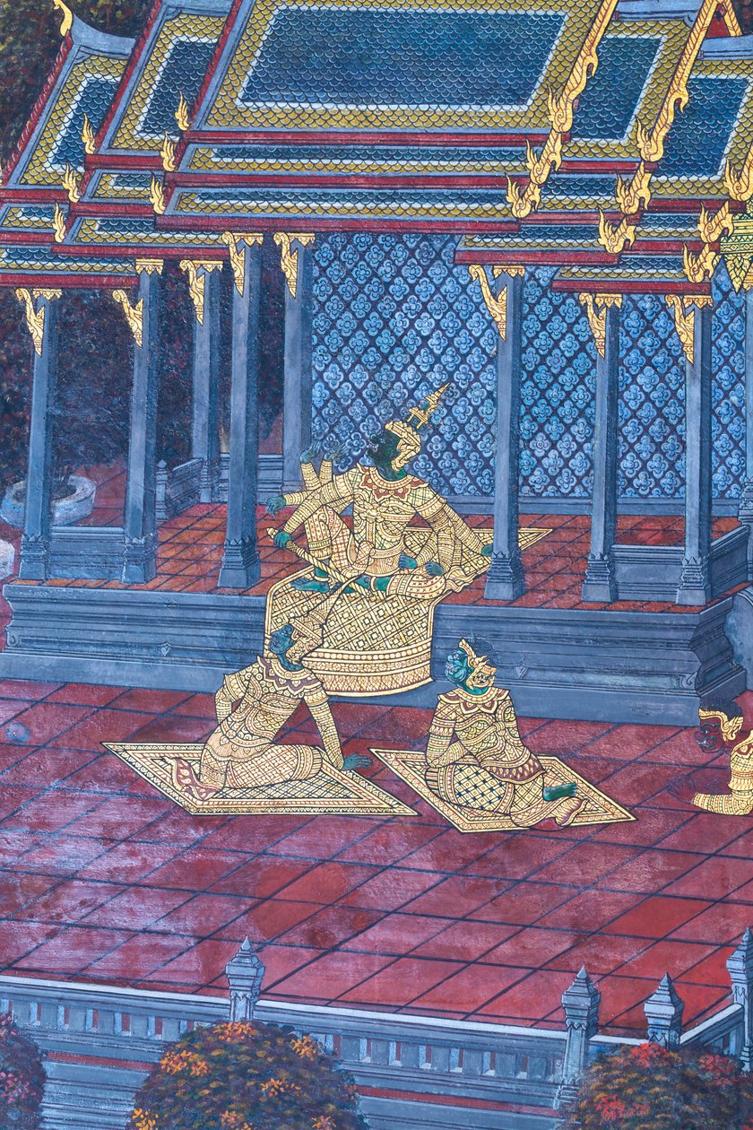 泰国曼谷大皇宫帕卡欧寺描绘《罗摩衍那》场景的壁画 作者 泰国学校