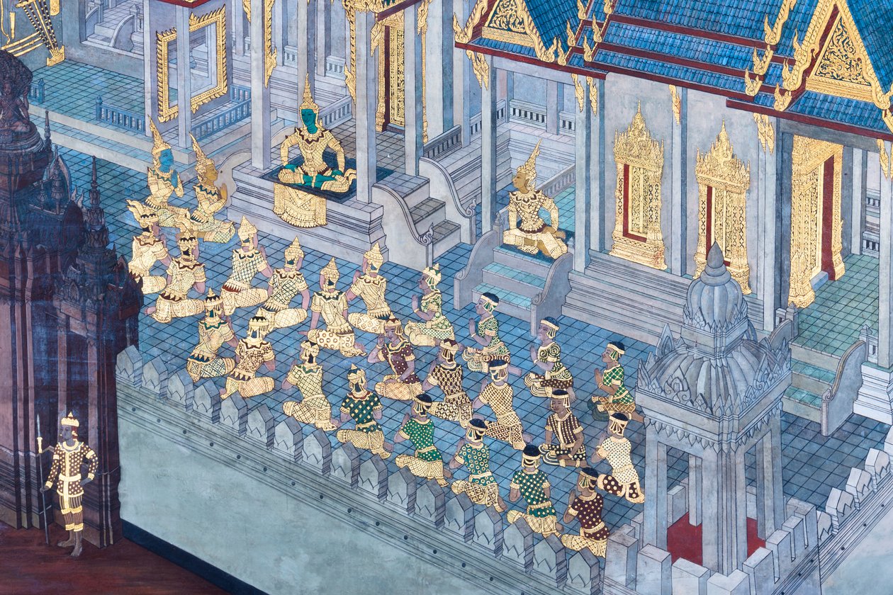 泰国曼谷大皇宫帕卡欧寺描绘《罗摩衍那》场景的壁画 作者 泰国学校
