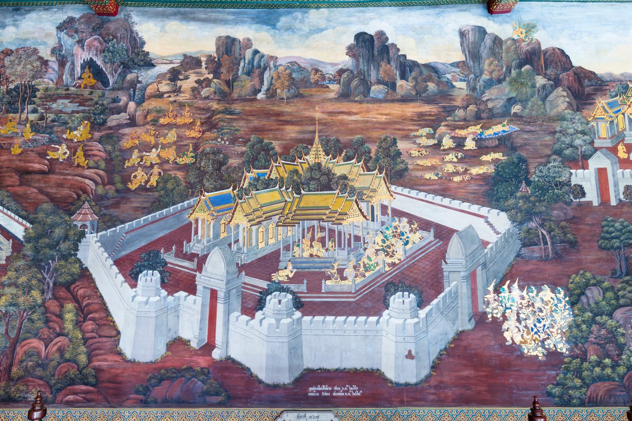 泰国曼谷大皇宫帕卡欧寺描绘《罗摩衍那》场景的壁画 作者 泰国学校