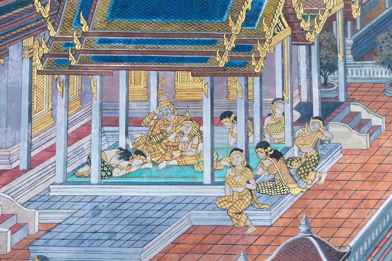 泰国曼谷大皇宫帕卡欧寺描绘《罗摩衍那》场景的壁画 作者 泰国学校