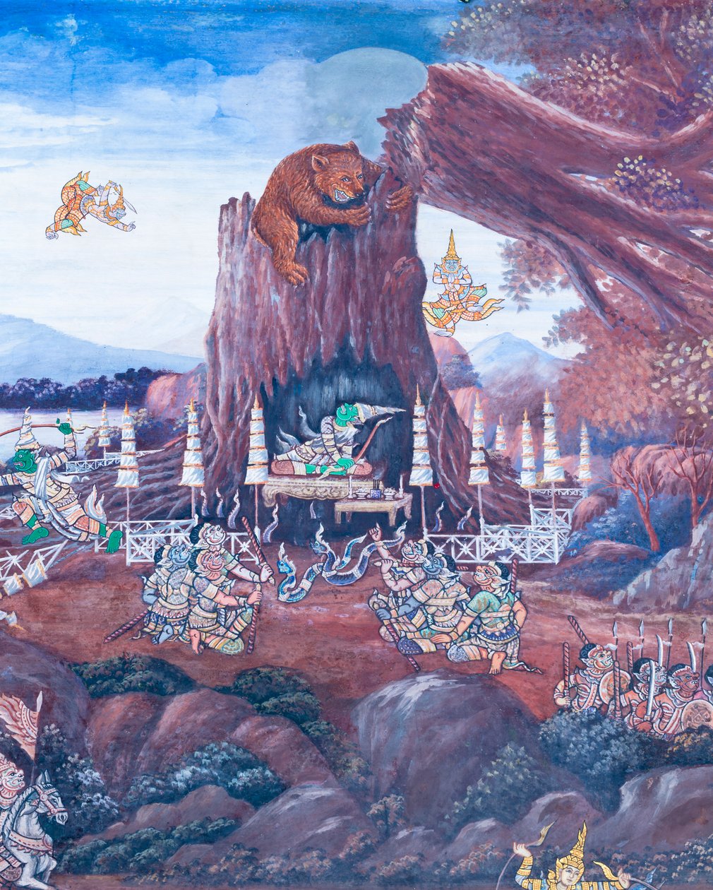 泰国曼谷大皇宫帕卡欧寺描绘《罗摩衍那》场景的壁画 作者 泰国学校