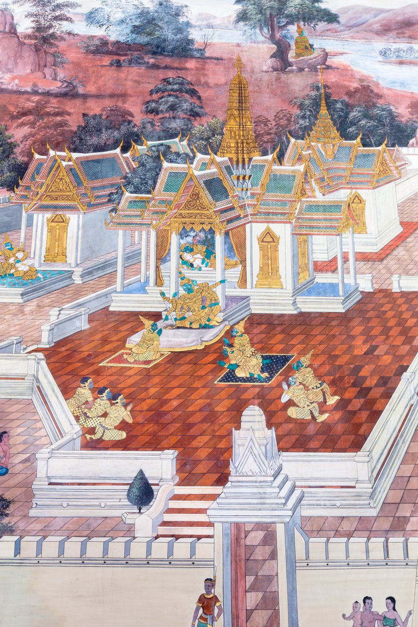 泰国曼谷大皇宫帕卡欧寺描绘《罗摩衍那》场景的壁画 作者 泰国学校
