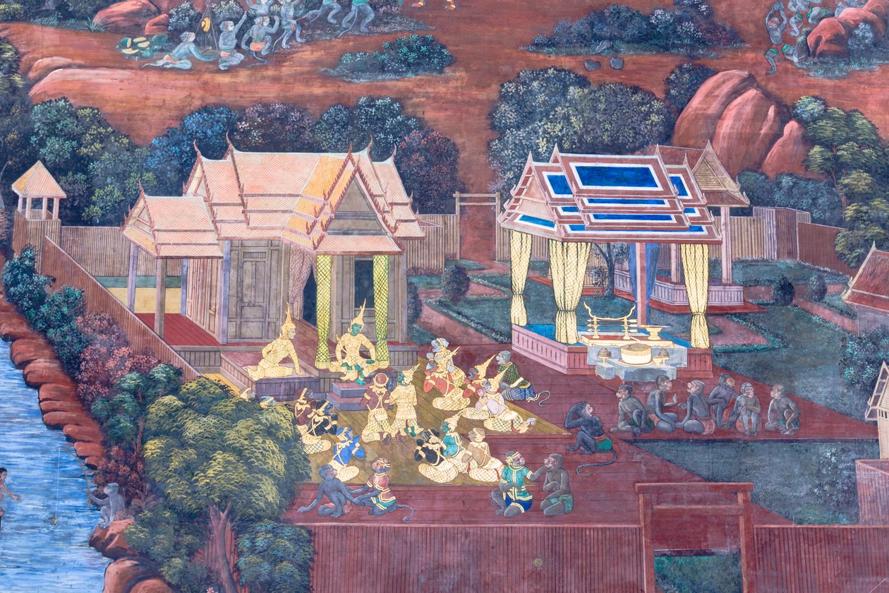 泰国曼谷大皇宫帕卡欧寺描绘《罗摩衍那》场景的壁画 作者 泰国学校