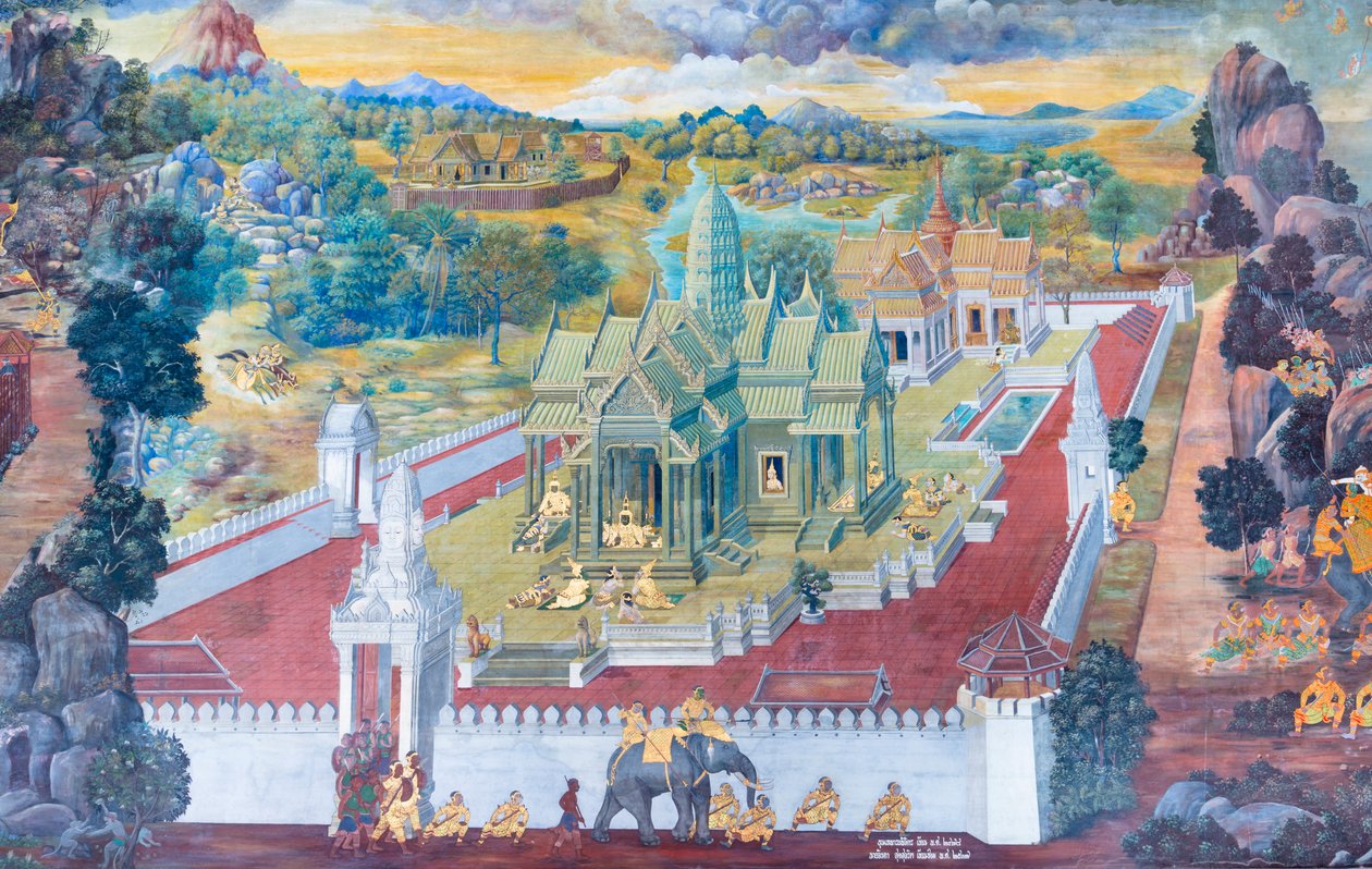 泰国曼谷大皇宫帕卡欧寺描绘《罗摩衍那》场景的壁画 作者 泰国学校