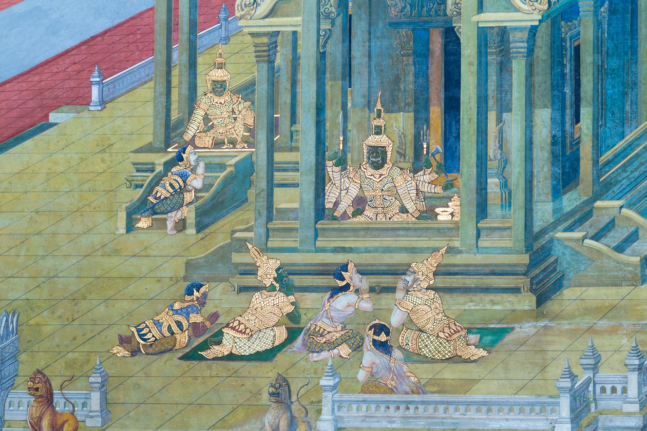 泰国曼谷大皇宫帕卡欧寺描绘《罗摩衍那》场景的壁画 作者 泰国学校